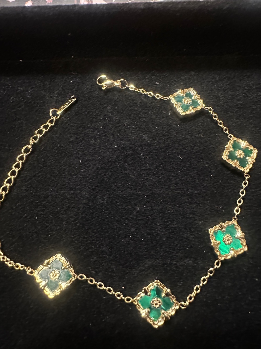 LSJ Gold filled Stainless Steel Bracelet with Green Clover Accents